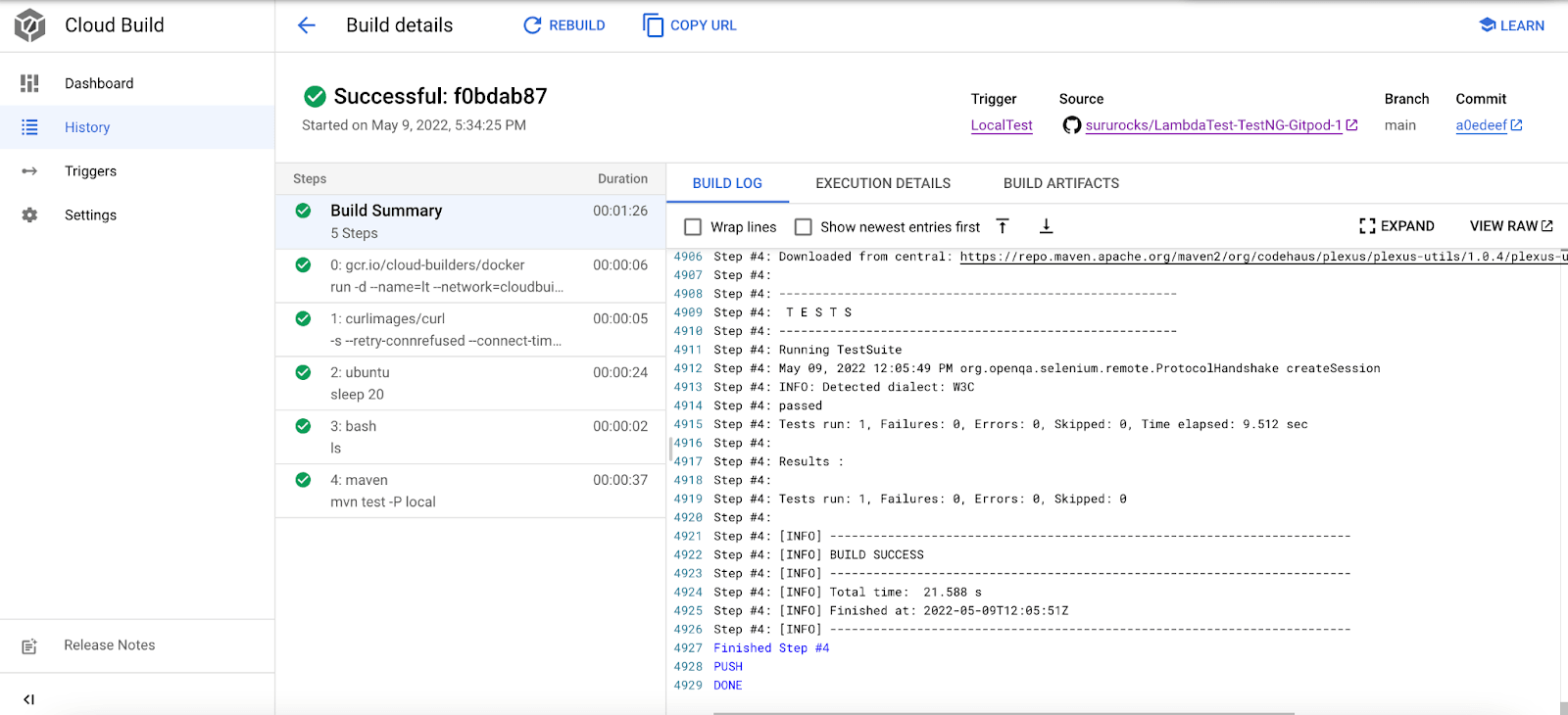 shows the local tests shows the local tests