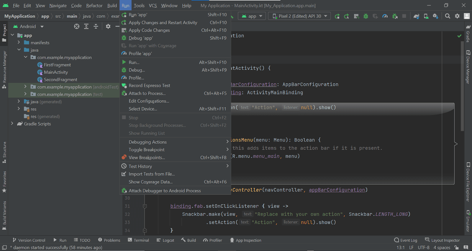 Install Android Studio & run test 