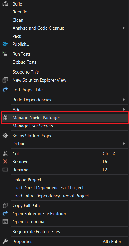 Manage NuGet packages