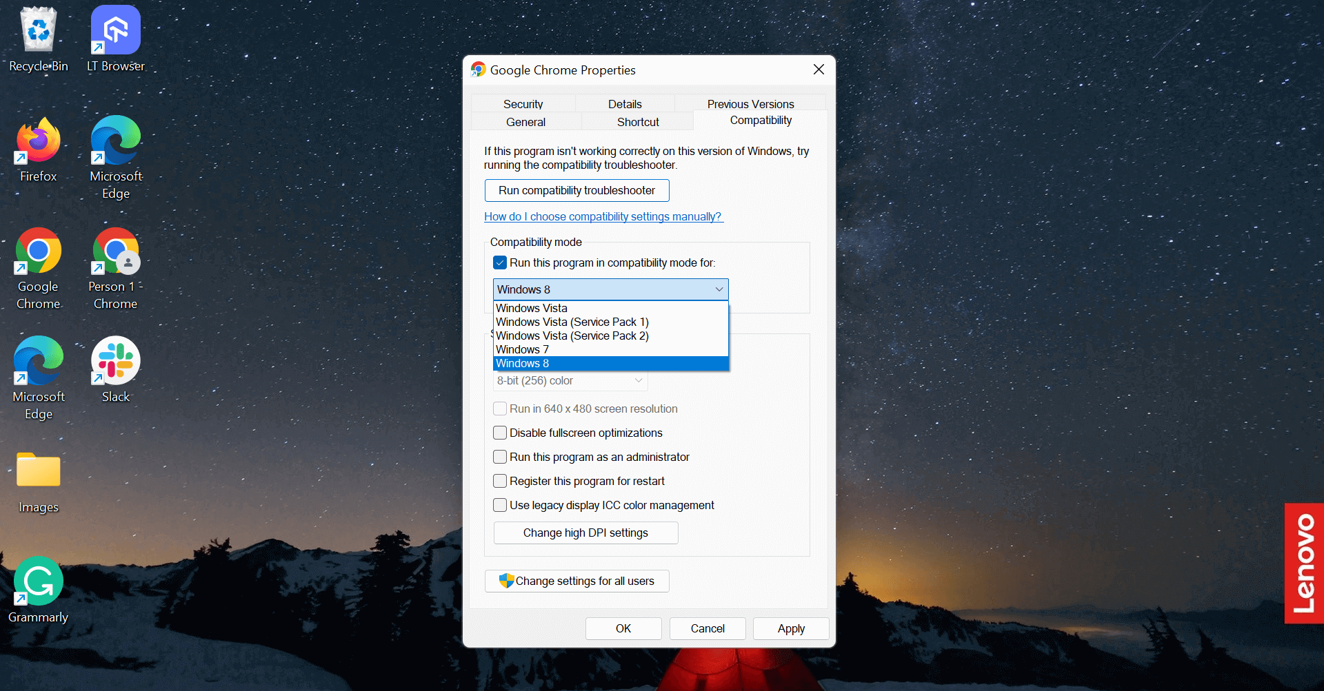 Run this program in compatibility mode for