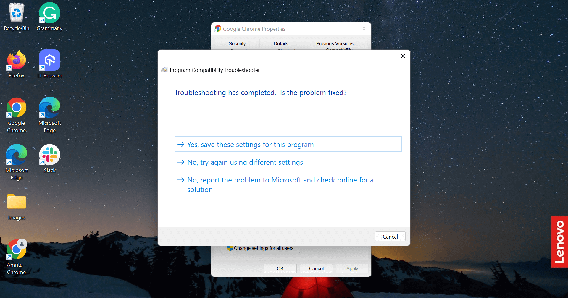 Yes, save these settings for this program