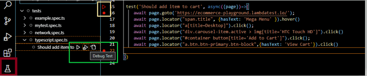 Playwright VS Code Extension