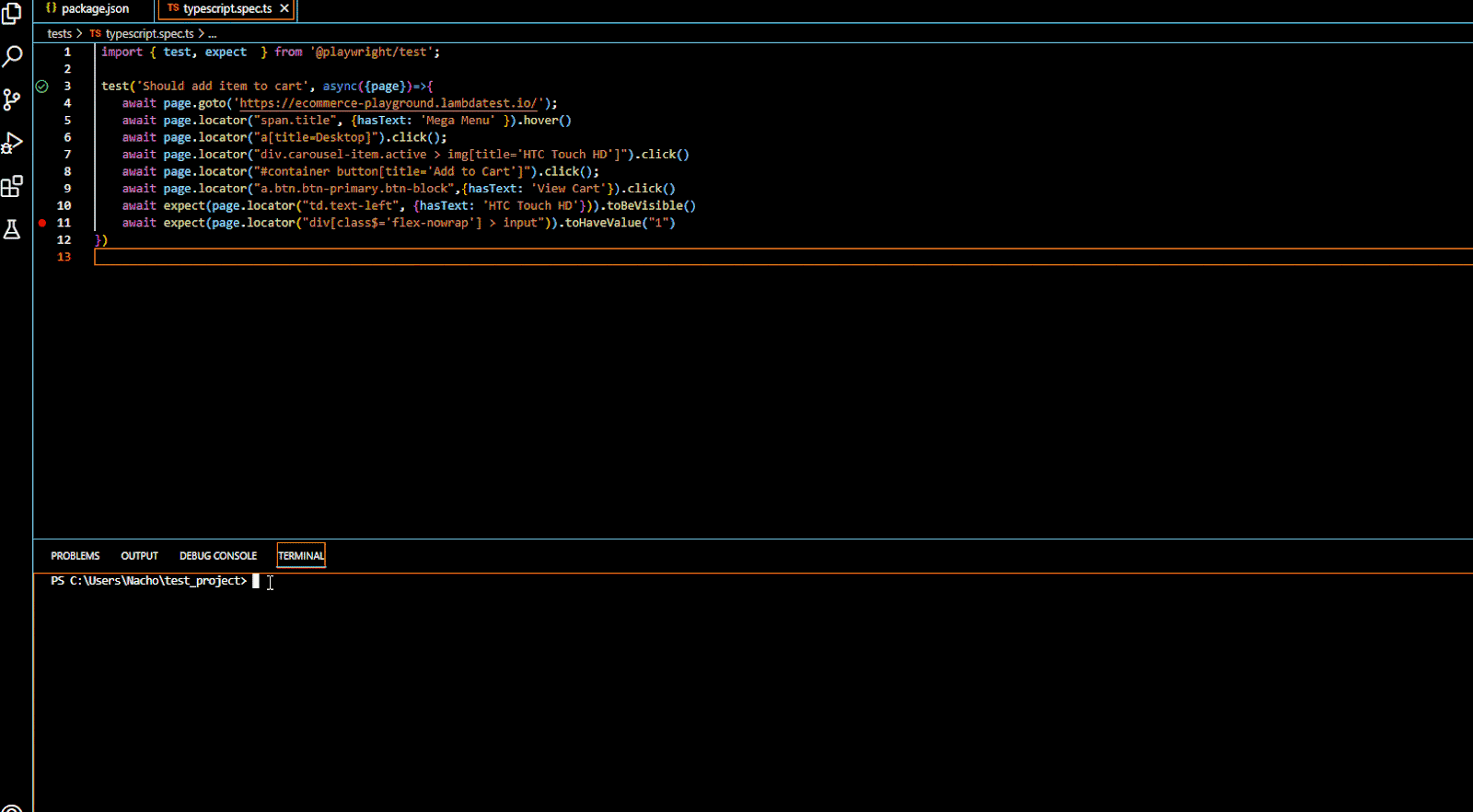 used the one for our example