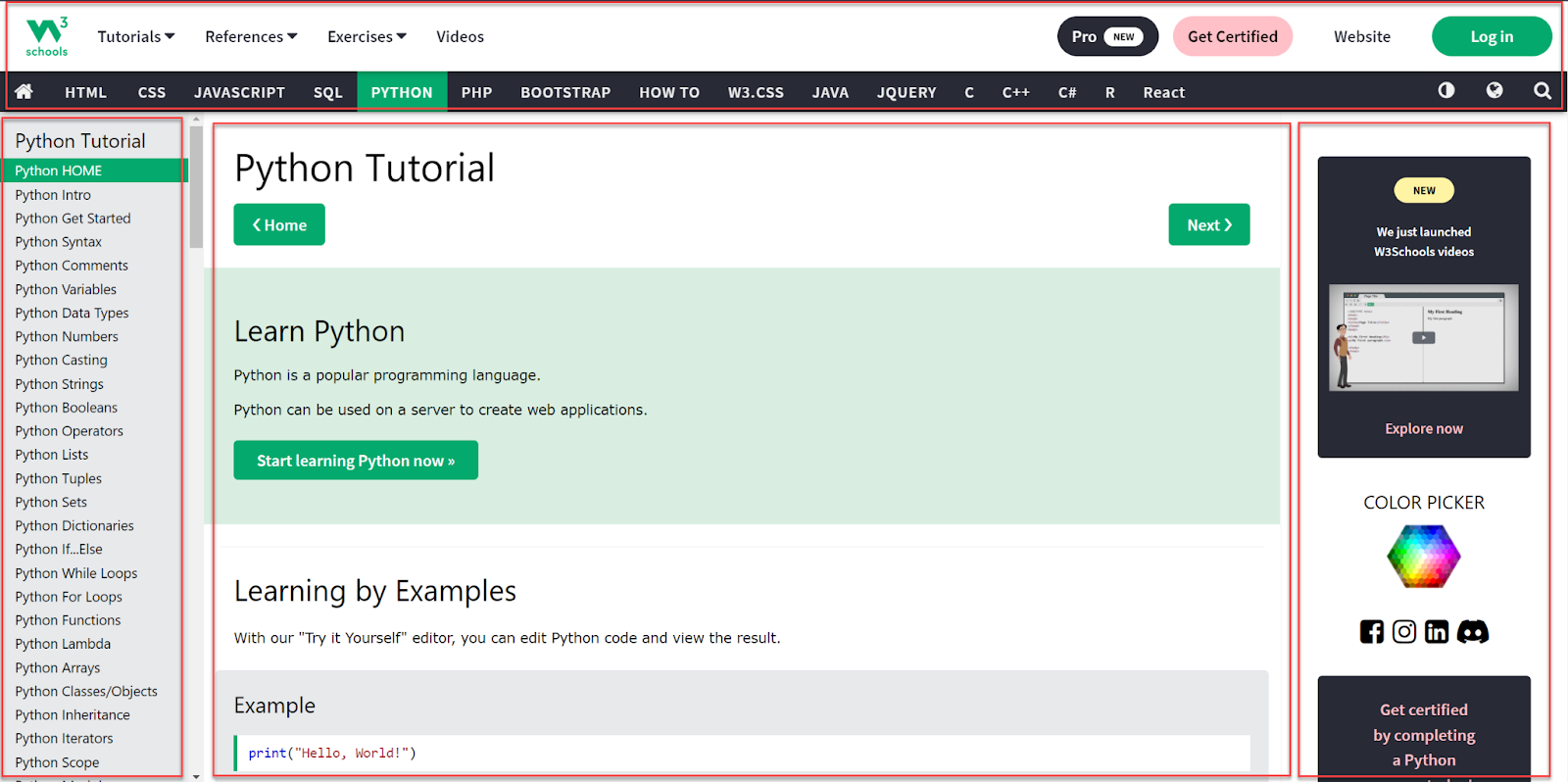 Python tutorial home Python tutorial home