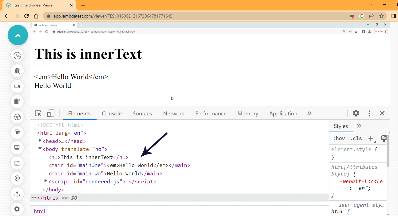 Browser Output Browser Output