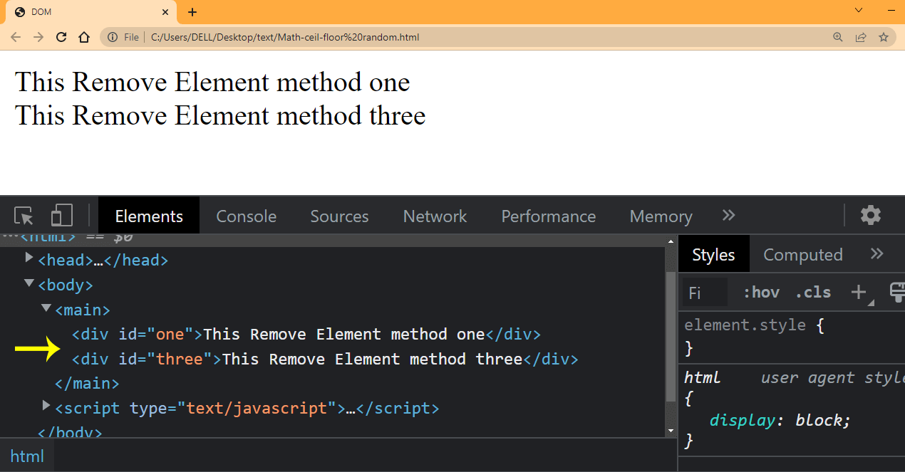 browser output browser output