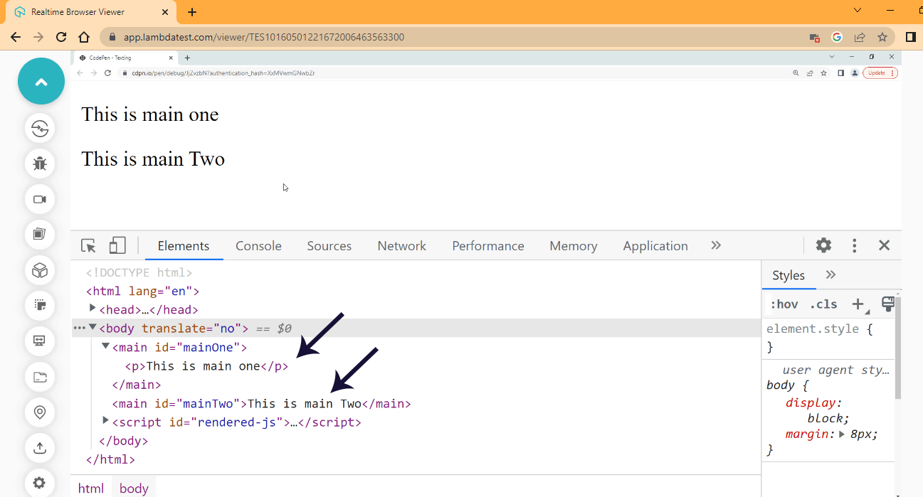 Browser Output Browser Output