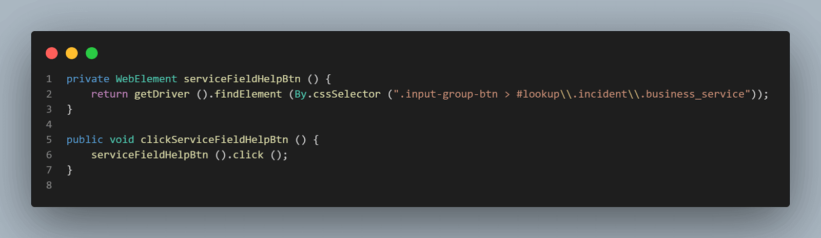  code snippet from the NewIncidentPage class
