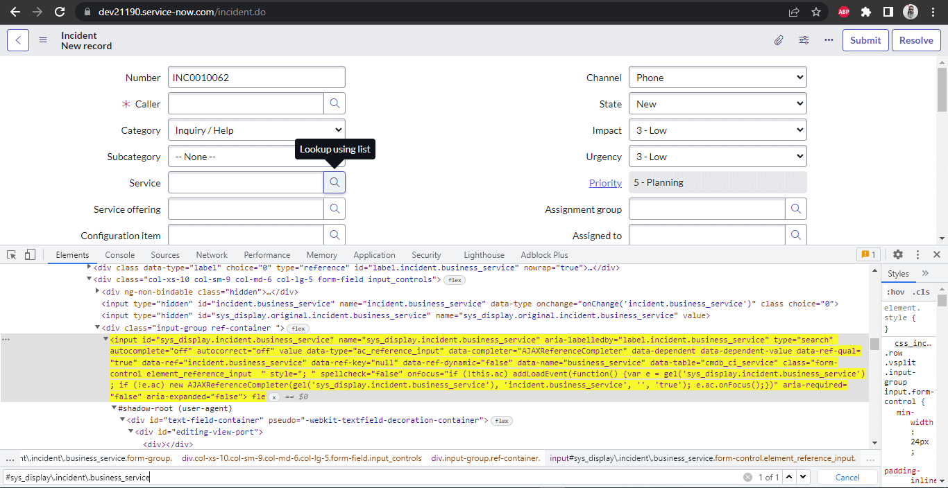 locate and automate is the Service field