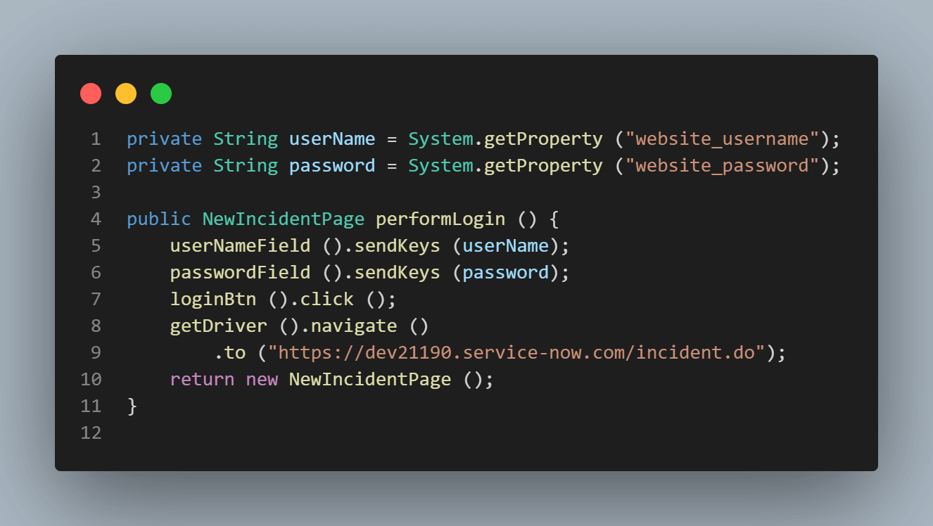 performLogin() method