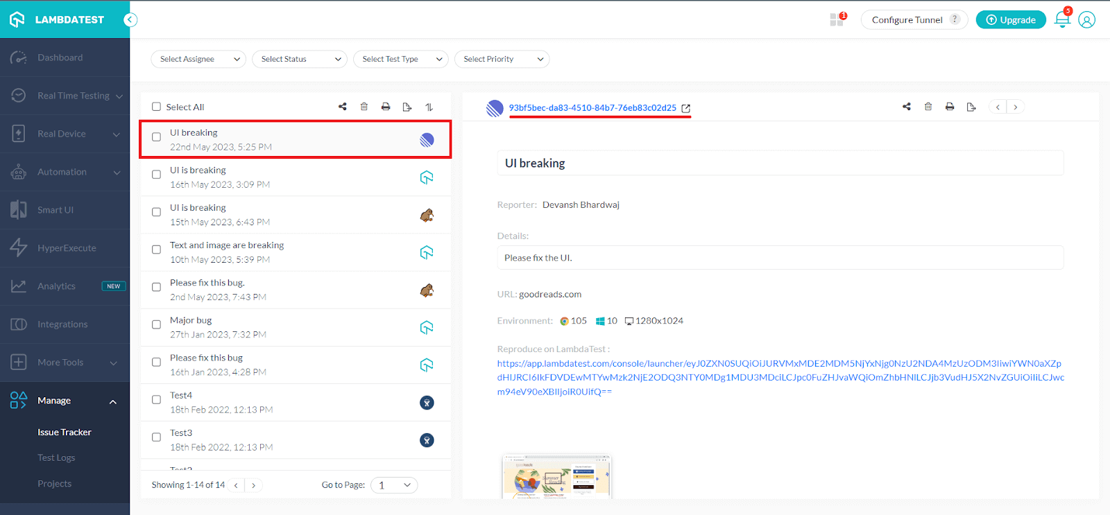 LambdaTest Integration With Linear App
