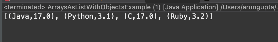 Objects as an argument output Objects as an argument output