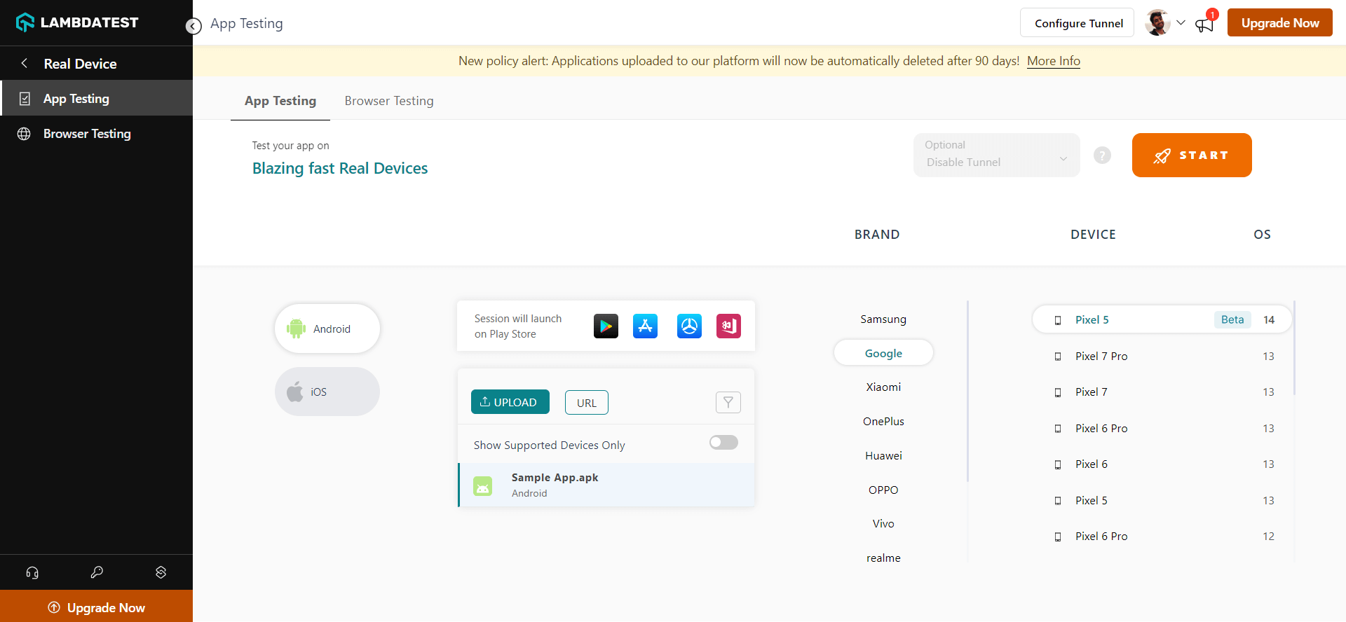 Test With With Android 14(Beta)