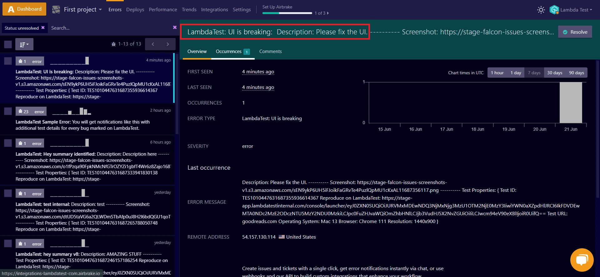 Airbrake Integration