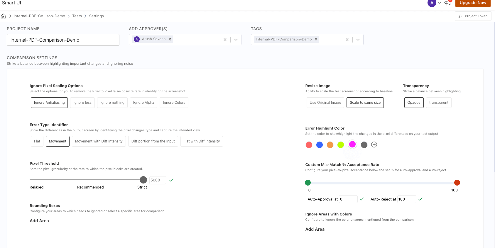 Define Threshold Settings