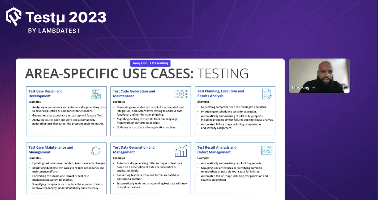 Area Specific Use Cases: Testing Area Specific Use Cases: Testing