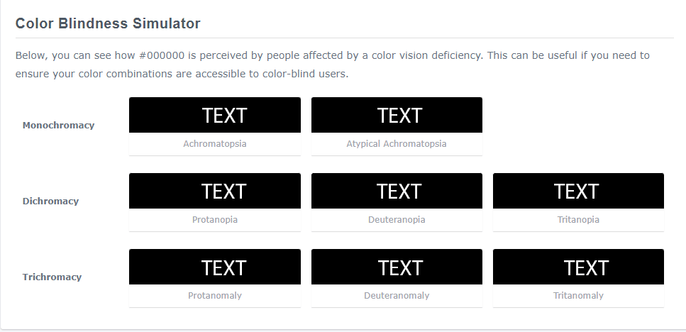 color of black with a text of white. color of black with a text of white.