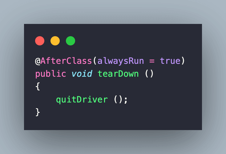 @AfterClass annotation @AfterClass annotation
