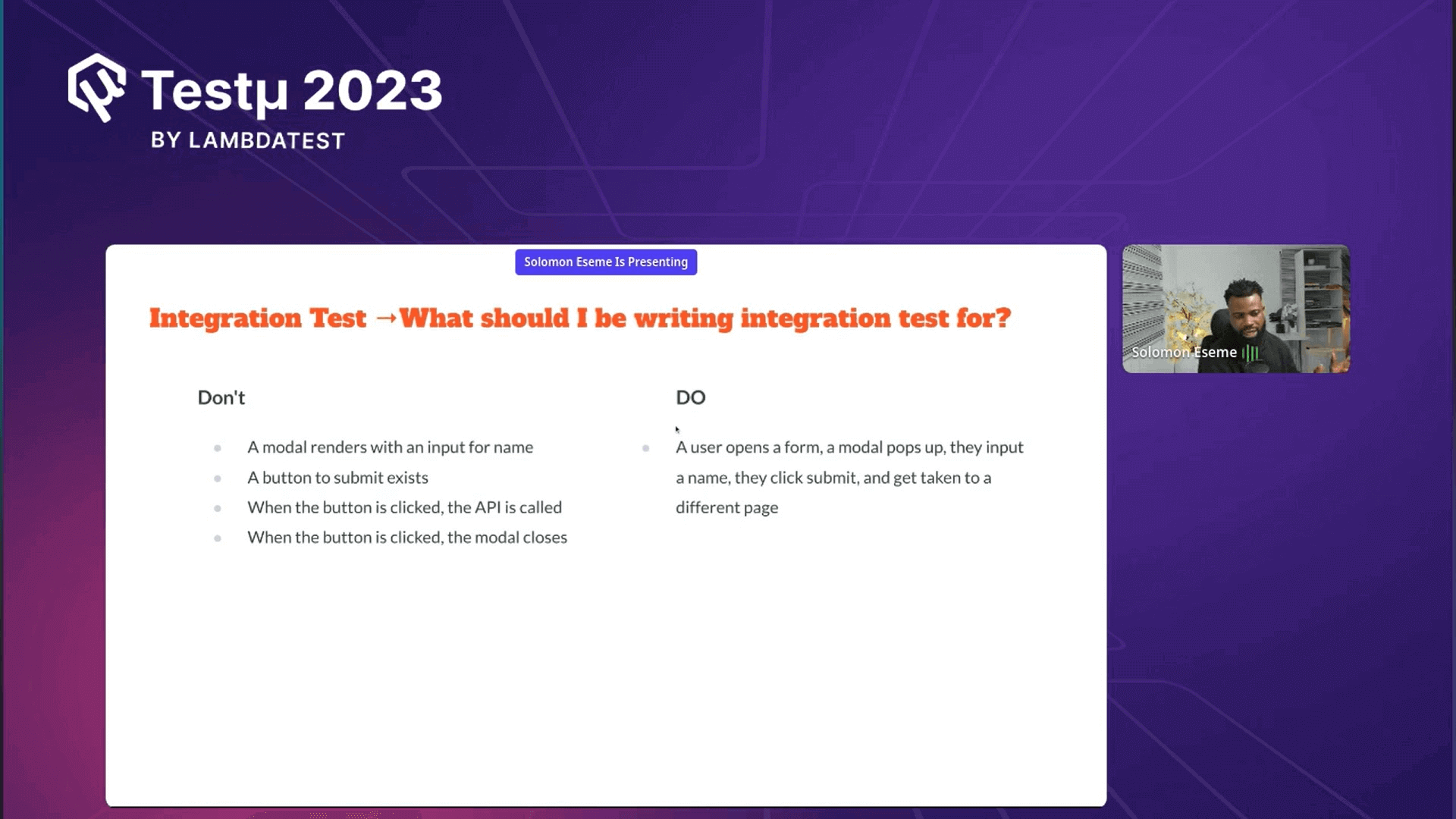 For Integration Testing For Integration Testing