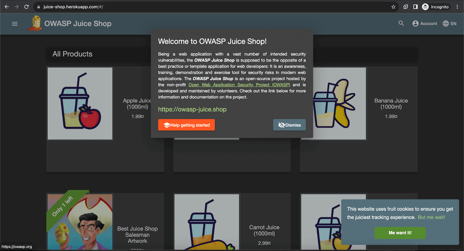 Juice Shop website