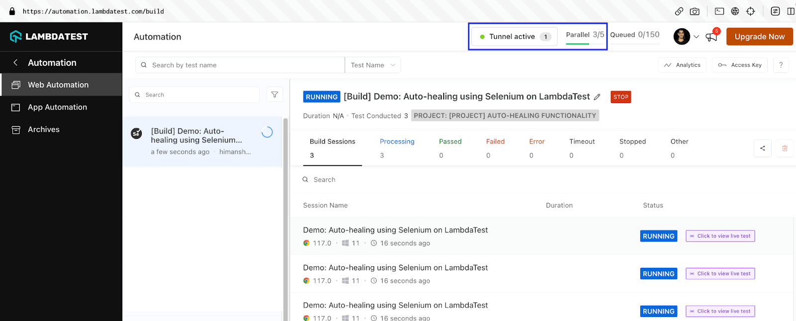 LambdaTest Automation Dashboard LambdaTest Automation Dashboard