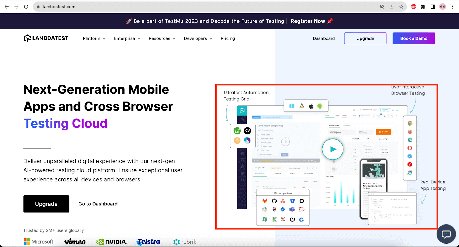 LambdaTest’s official website