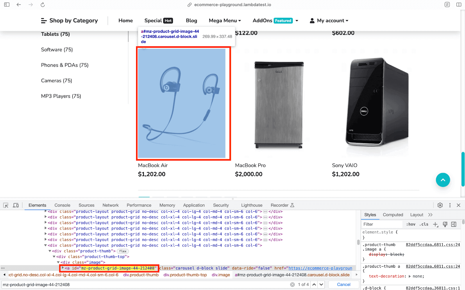 eCommerce Playground Product Page eCommerce Playground Product Page