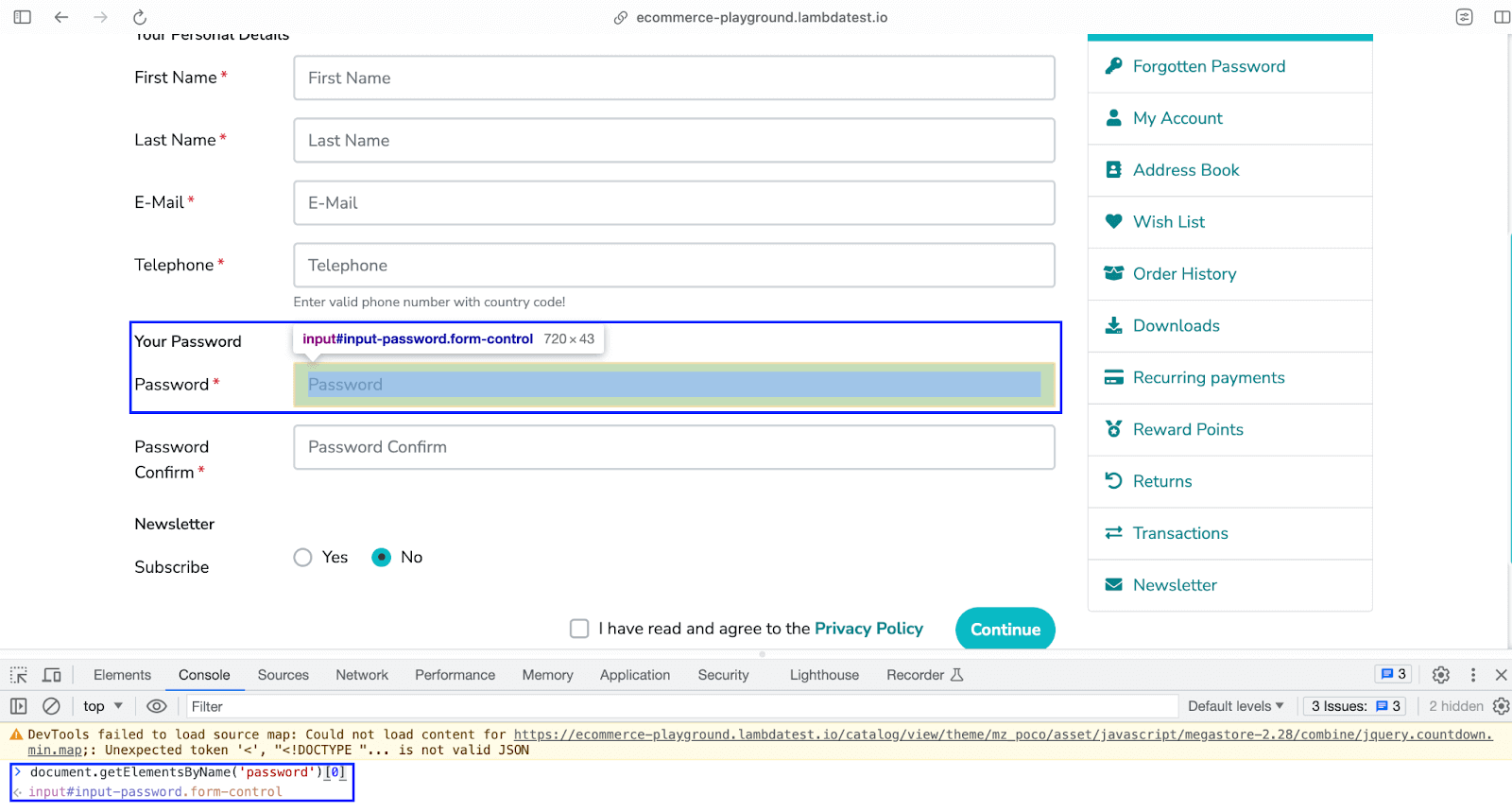 eCommerce Playground Registration eCommerce Playground Registration