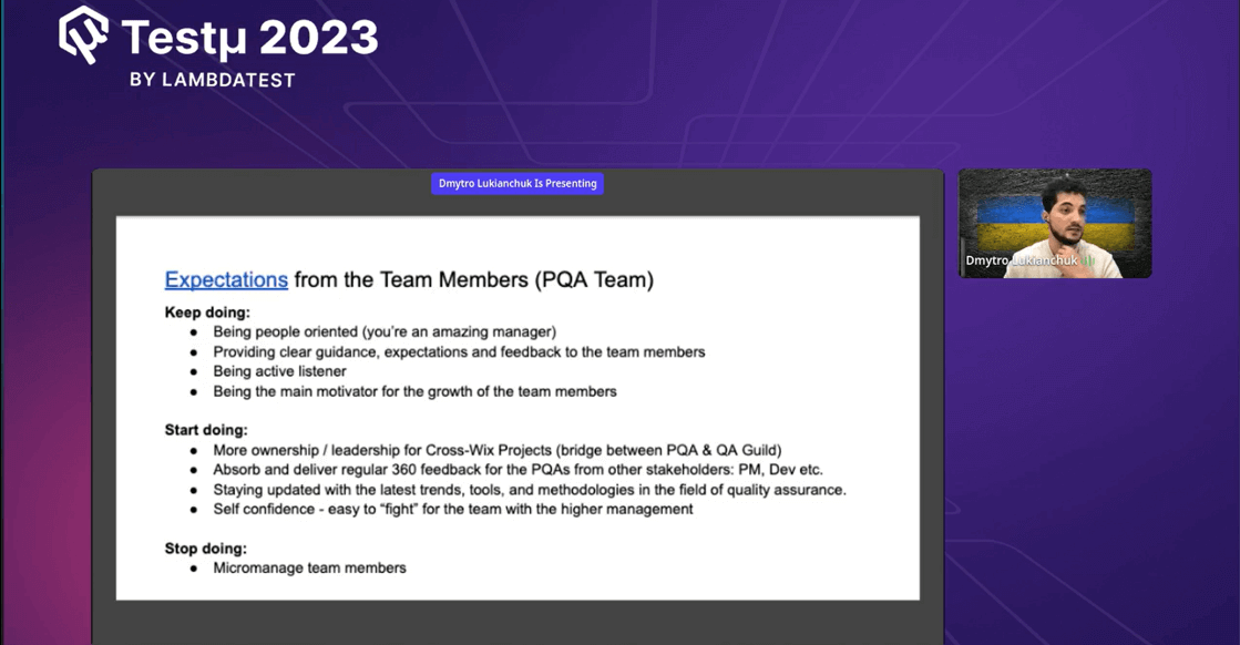 Start doing," and "Stop doing