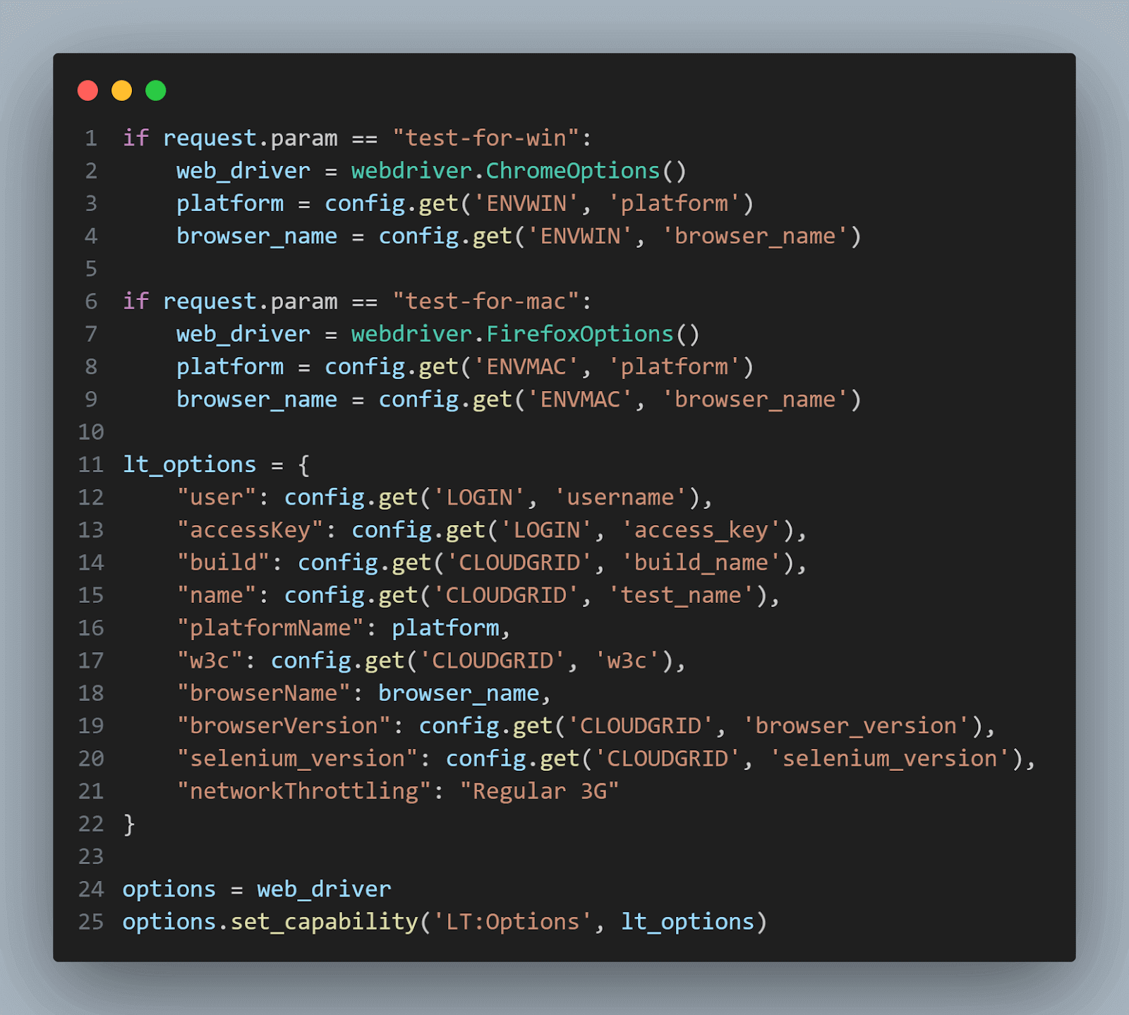 sets up a Selenium WebDriver