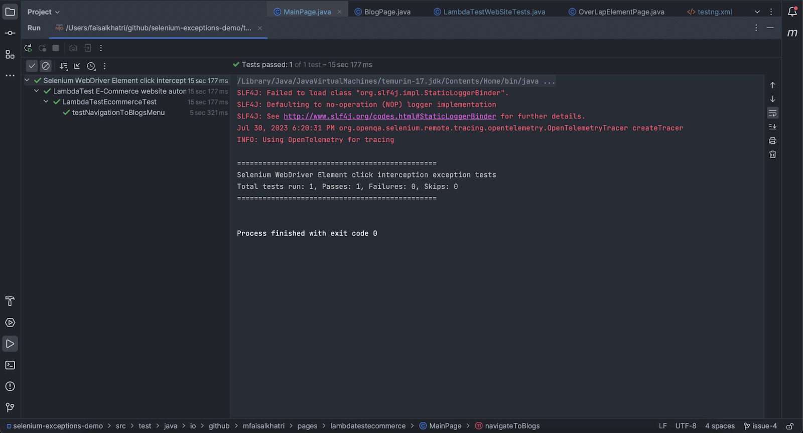 test running successfully