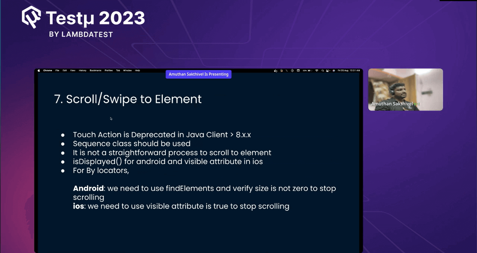 Scroll/Swipe to Element Scroll/Swipe to Element