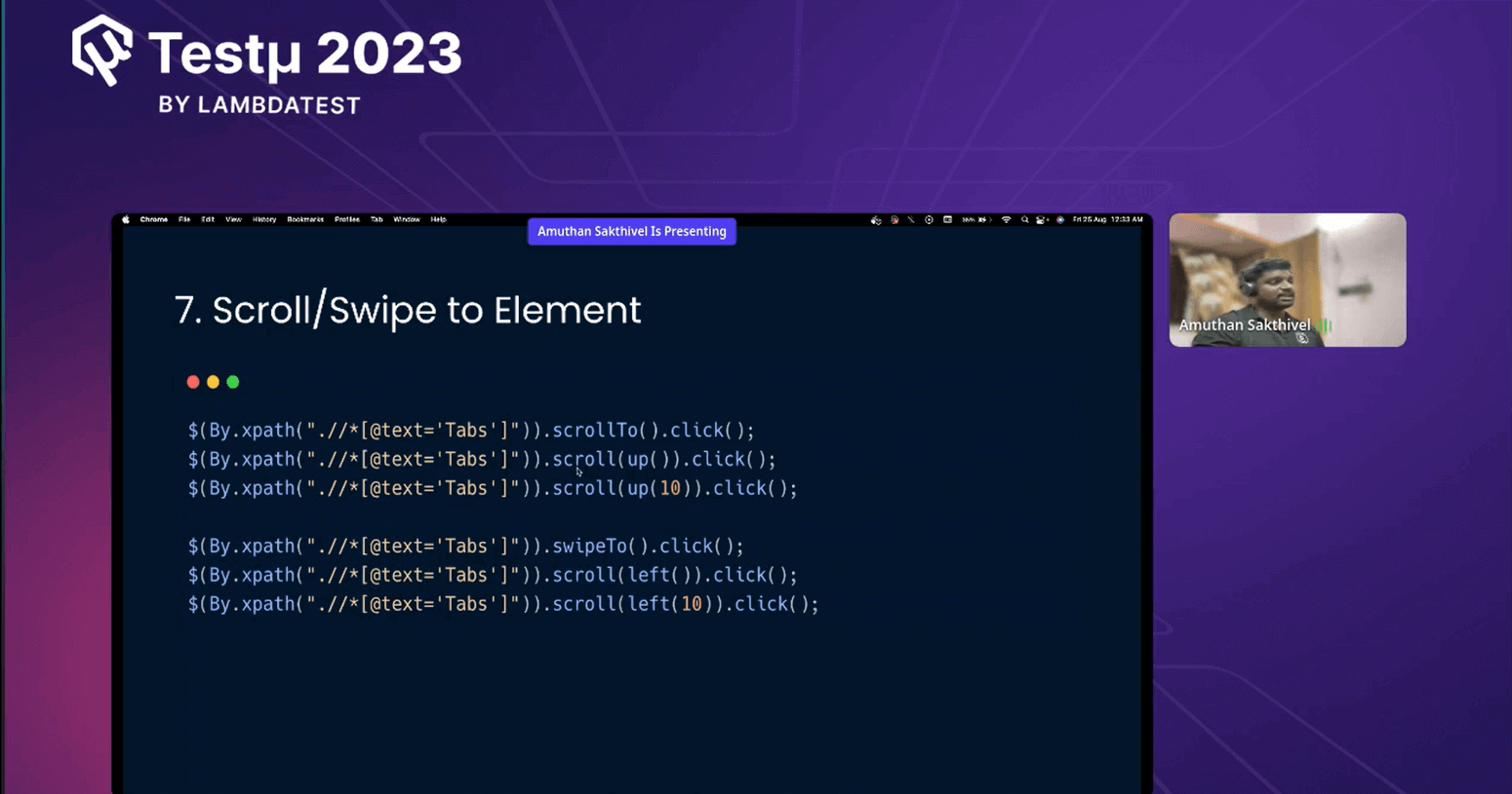 Scroll/Swipe to Element Scroll/Swipe to Element