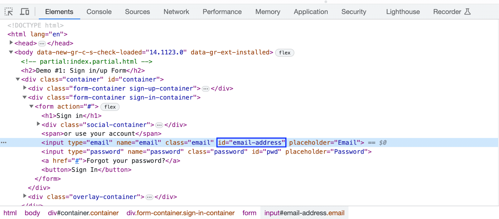 Snapshot from Inspect Tools Snapshot from Inspect Tools