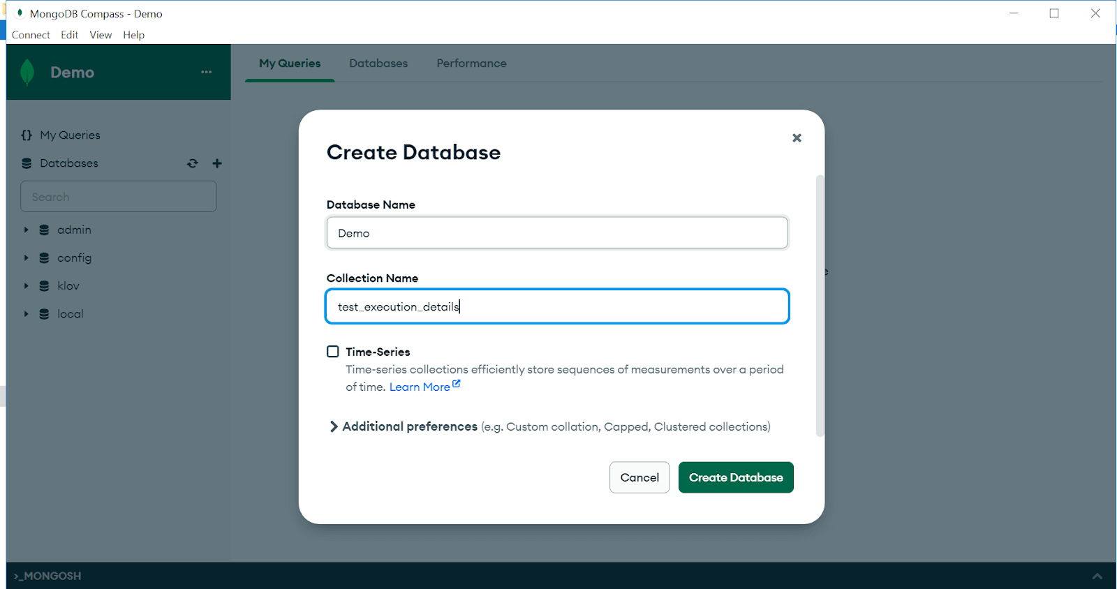 Create Database Create Database