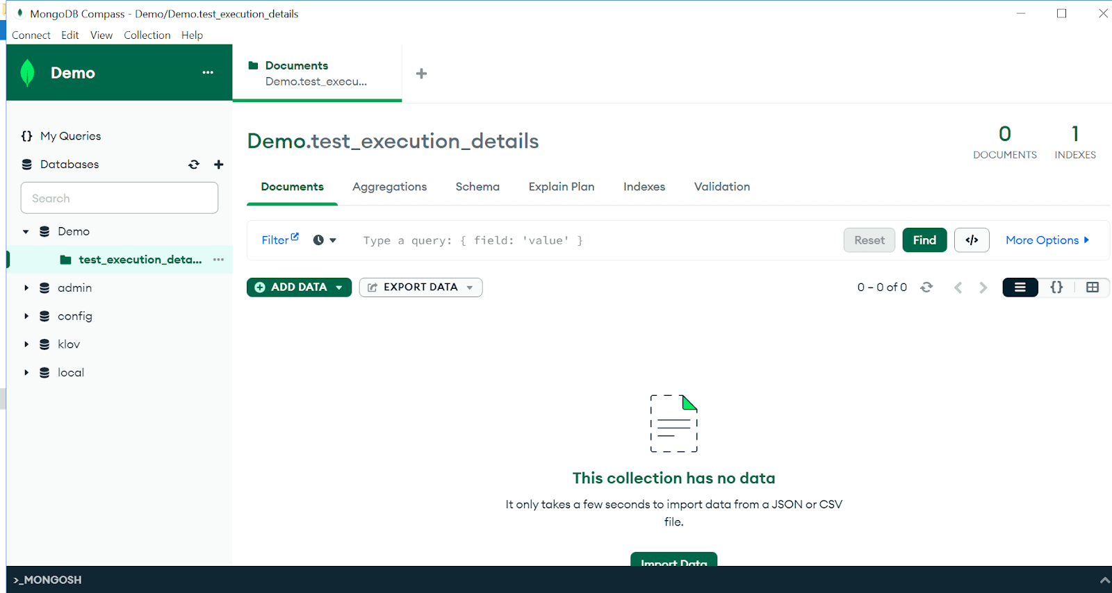 MongoDB Compass would create DB MongoDB Compass would create DB