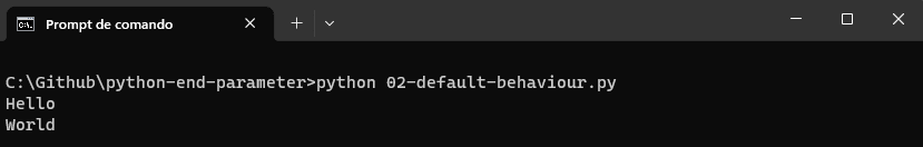 Illustrating the default behavior of the Python end parameter Illustrating the default behavior of the Python end parameter
