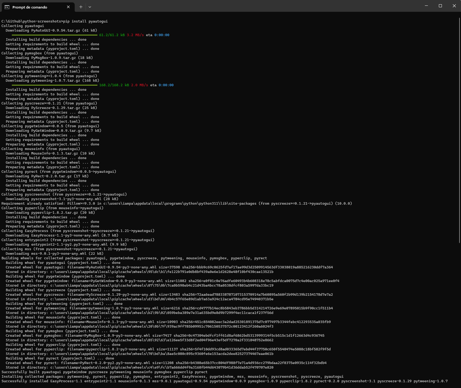 pip install pyautogui