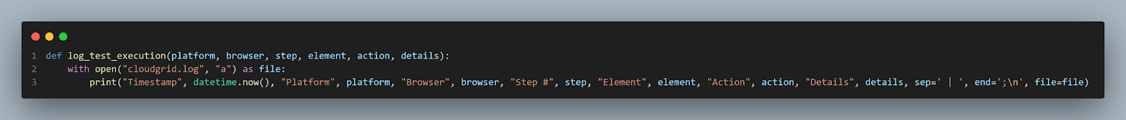 log_test_execution function log_test_execution function