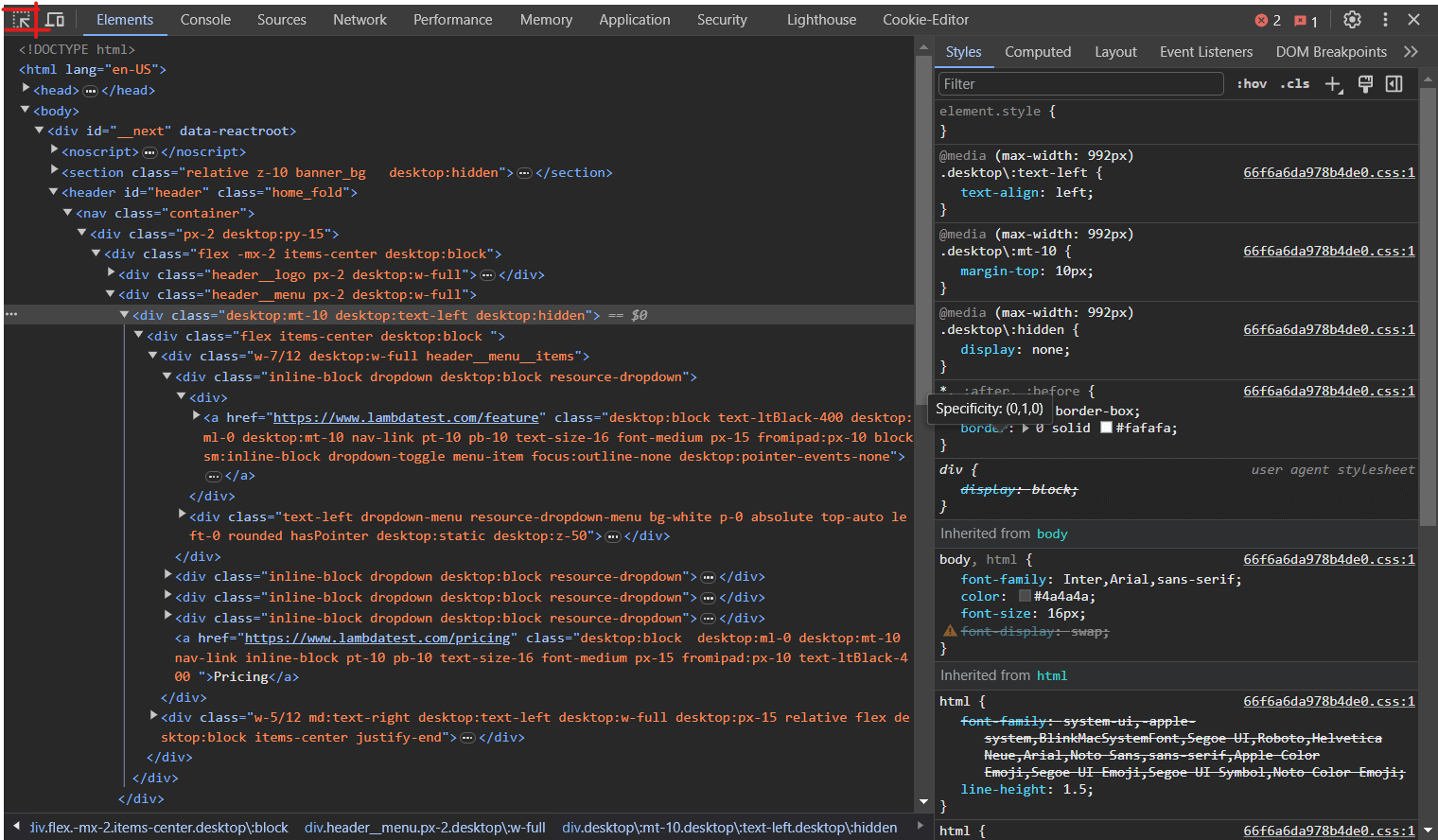 Elements Panel Elements Panel