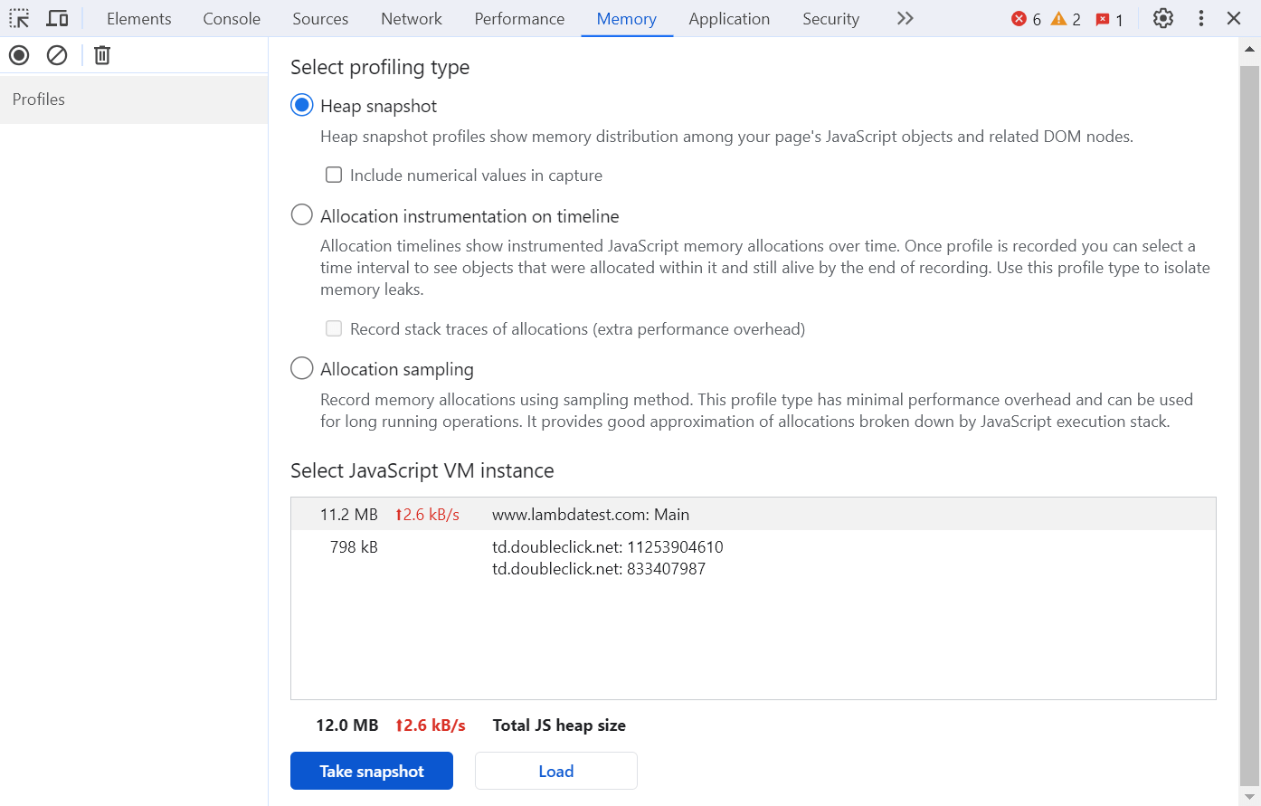 Memory Panel Memory Panel