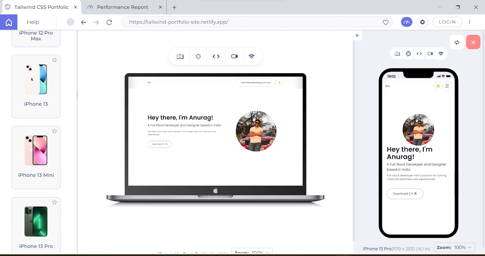 Responsiveness testing of website