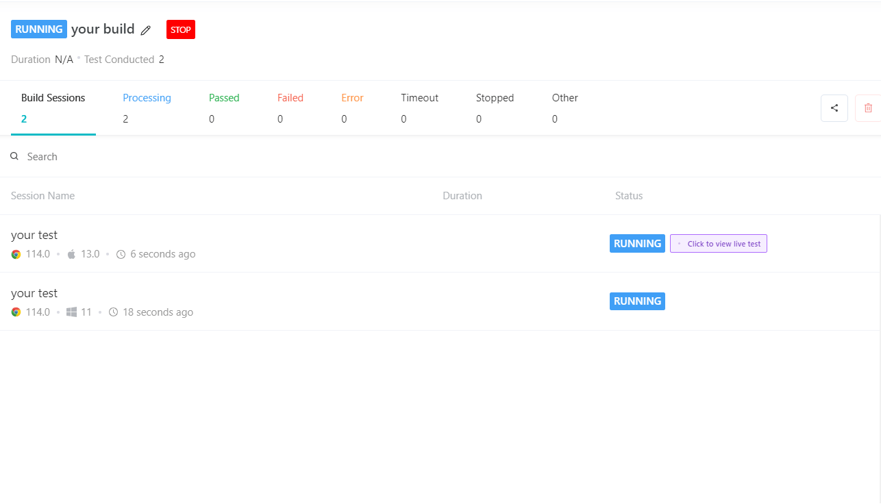 LambdaTest Web Automation Dashboard