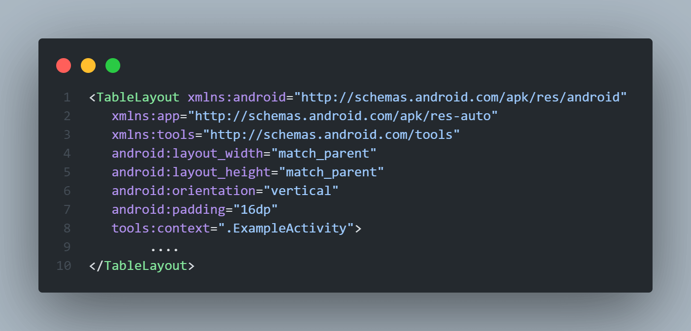 TableLayout is the parent layout TableLayout is the parent layout