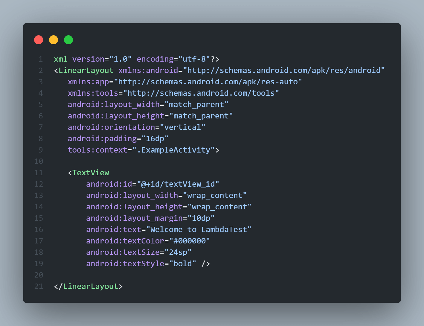 Create TextView in an XML layout file Create TextView in an XML layout file