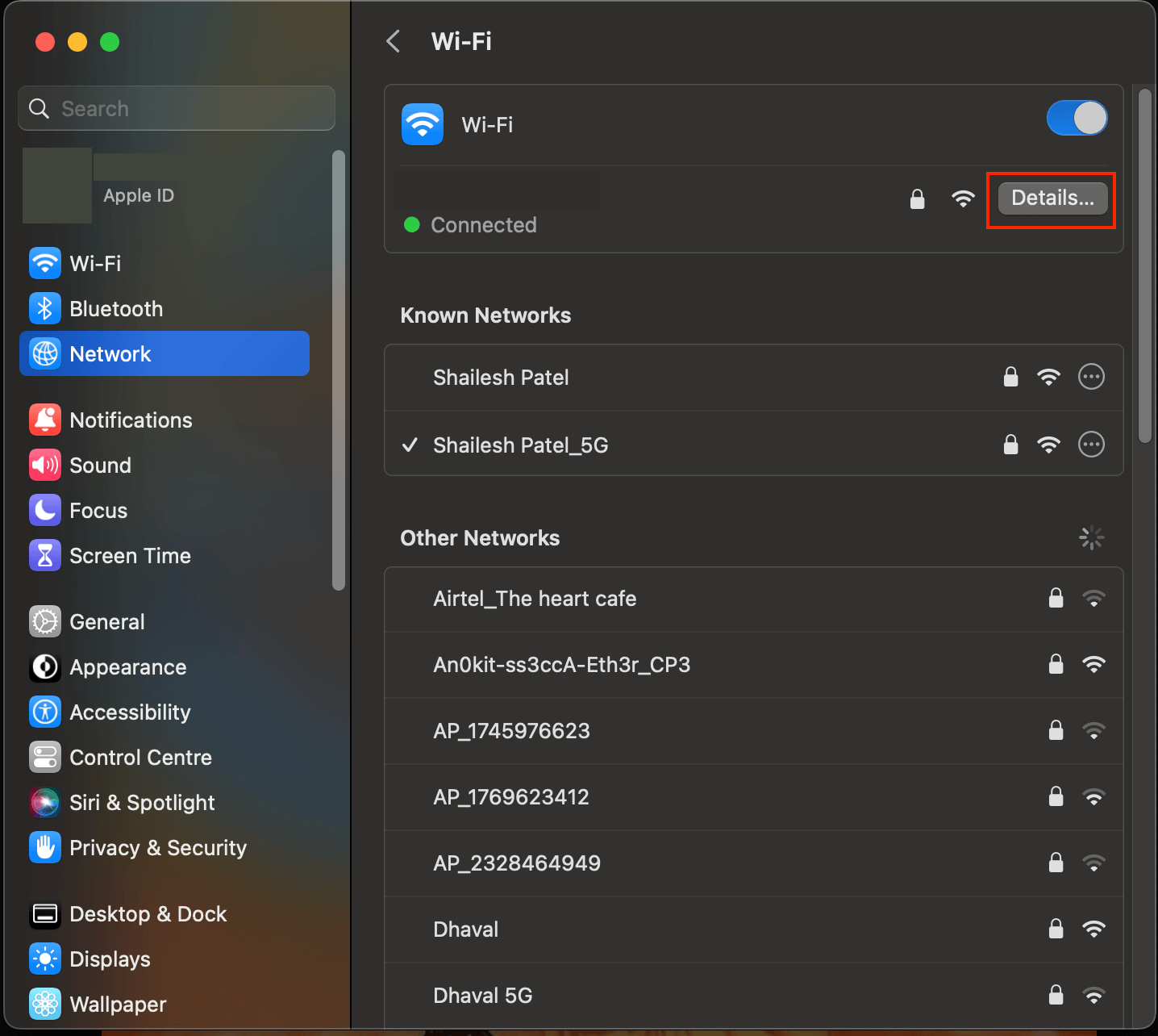 Select Details netword Select Details netword