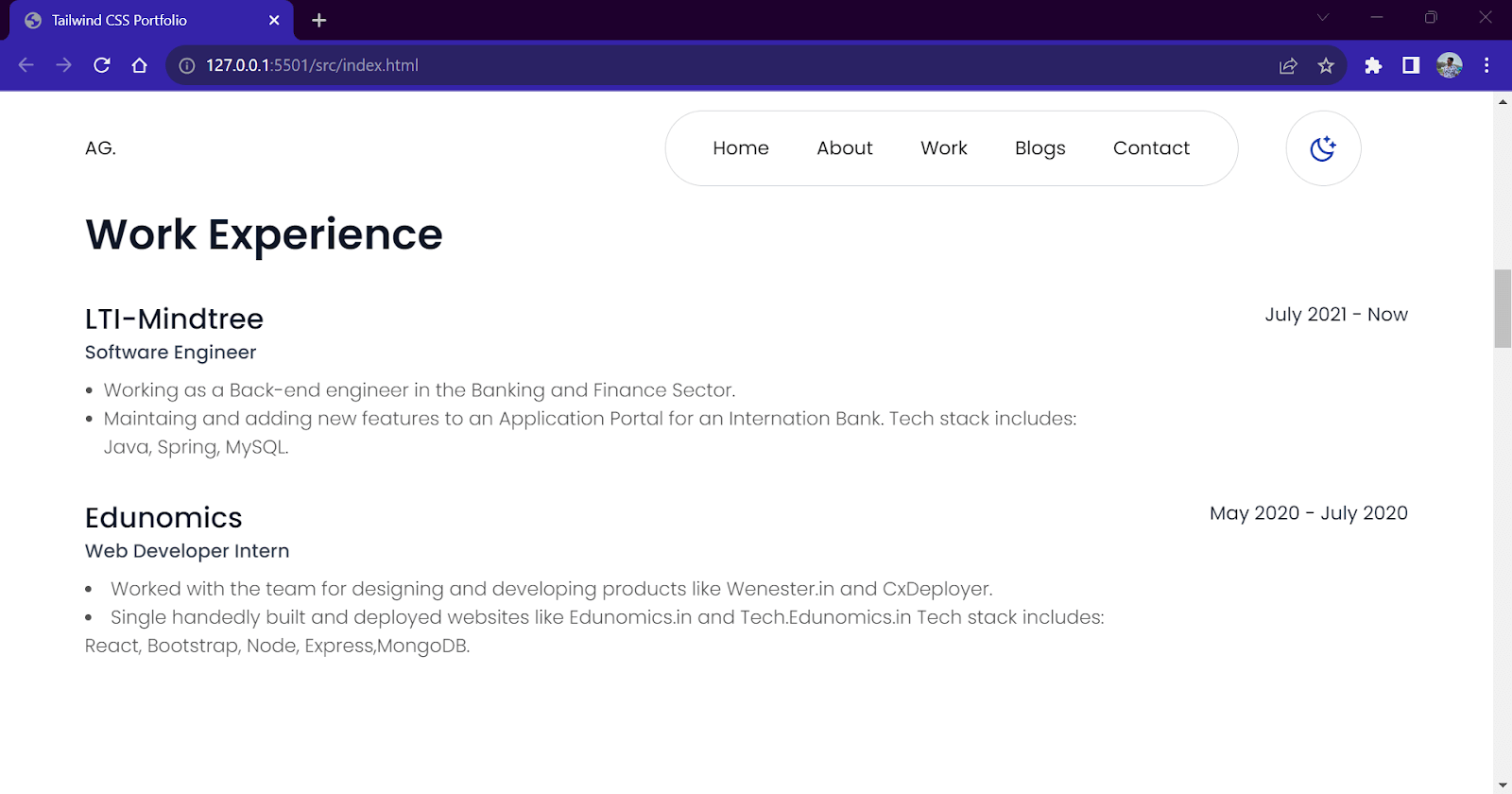 work experience output