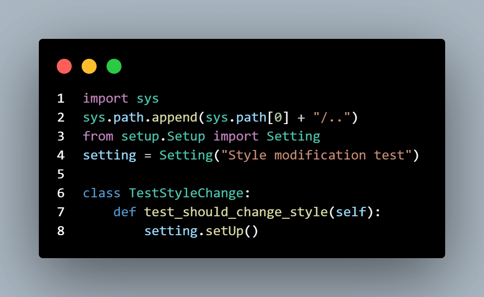 Setting class from the setup module Setting class from the setup module