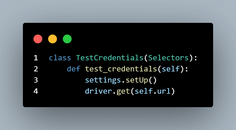 attributes in the test_credentials method attributes in the test_credentials method