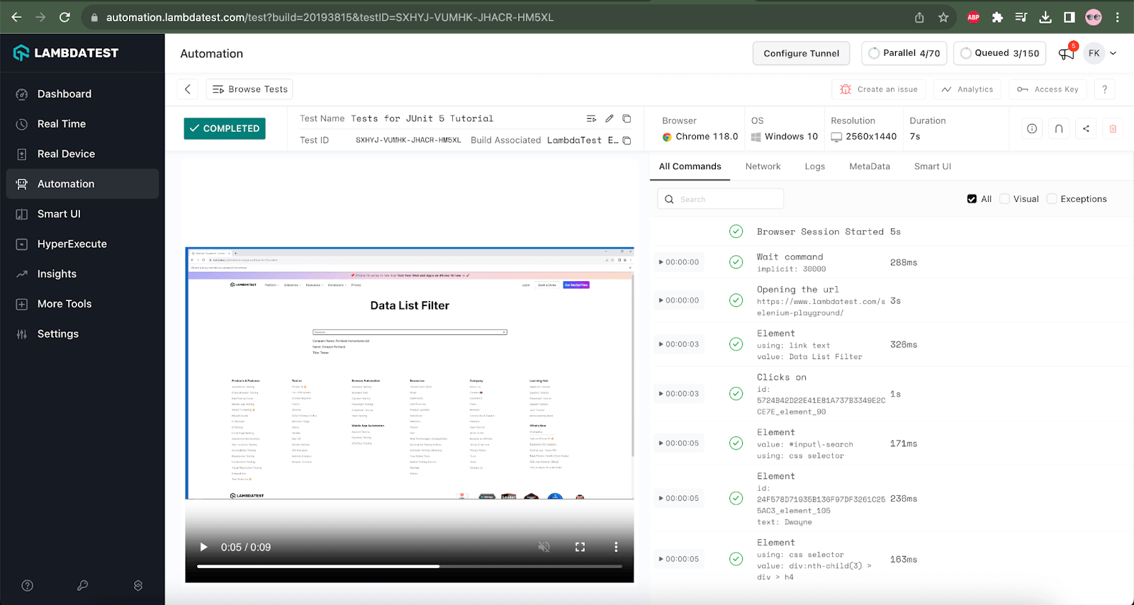 automated test is incomplete